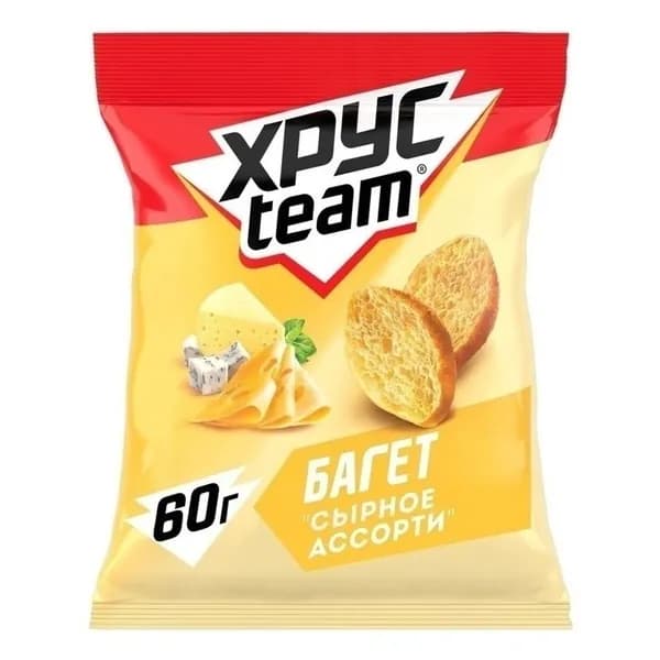 Сухарики пшеничные Хрусteam багет сырное ассорти 60 г