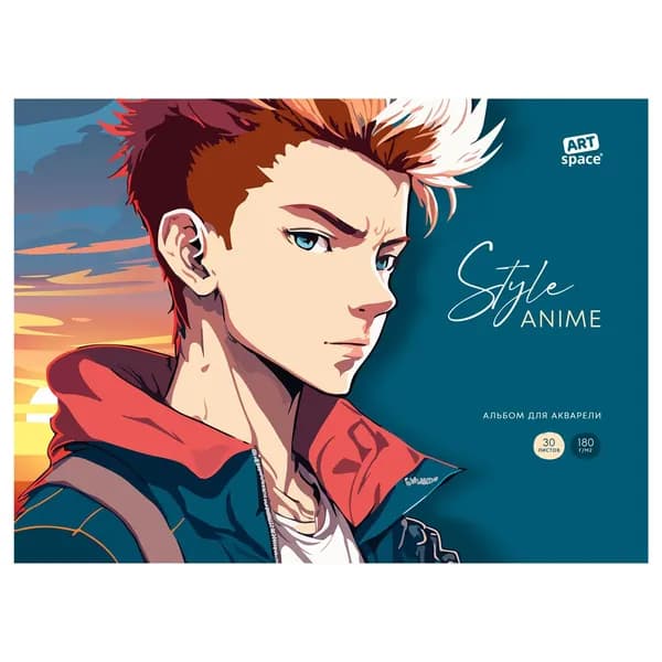 Альбом для рисования А4 акварелью ArtSpace "Anime style. Man", 30л., 180г/м2, на склейке (Аа30_53141)