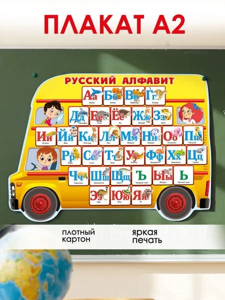 Плакат алфавит русский для детей в детский сад, школу А2