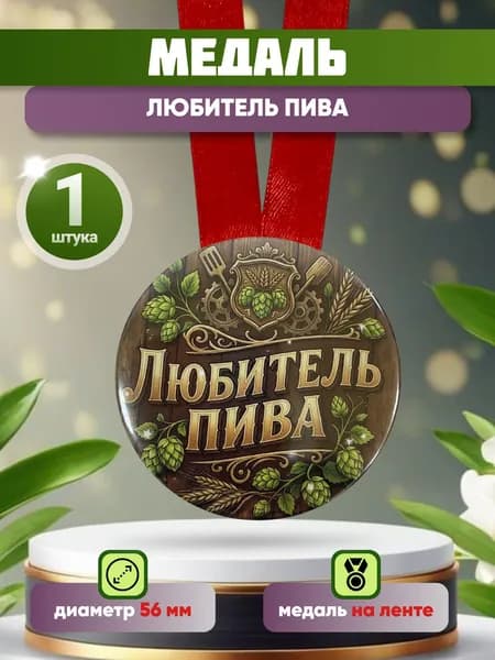 Медаль шуточная подарочная "Любитель пива"