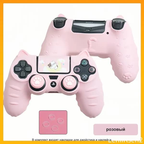 Чехол для контроллера PS4 / Мягкий силиконовый чехол Mark Life с милыми котоушками / анти скольжение и потоотделение