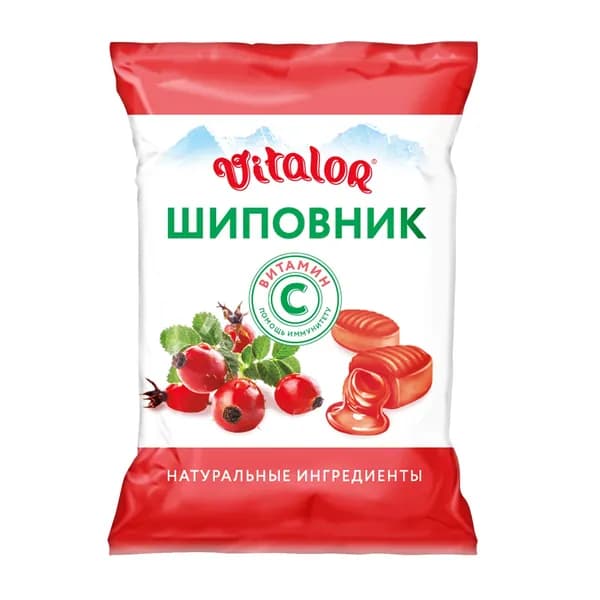 Леденцы на основе трав с витамином С, со вкусом шиповника, 60 г, 1 шт.