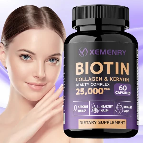 Биологически активные добавки Xemenry с биотином и коллагеном способствуют росту более густых и здоровых волос, укреплению ногтей и повышению сияния кожи.
