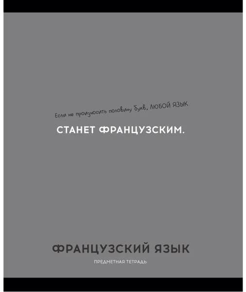 Школьная предметная тетрадь "ФРАНЦУЗСКИЙ ЯЗЫК. ОСТРОУМИЕ И ОТВАГА" в клетку со справочным материалом, тетрадь для записей в мягкой обложке из мелованного картона, канцелярия для школы, 48 листов
