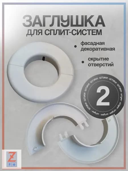 Декоративная заглушка для монтажного отверстия кондиционера: Скрывает неровные края, утепляет. Комплект 2 шт для аккуратного ремонта.
