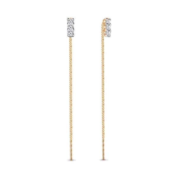 Золотые серьги DIAMANT-ONLINE с фианитом 585 пробы