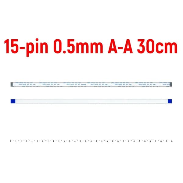 Шлейф FFC 15-pin Шаг 0.5mm Длина 30cm Прямой A-A AWM 20624 80C 60V VW-1