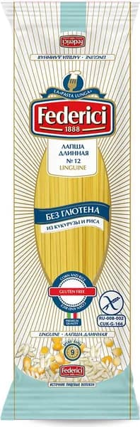 Макароны Federici Linguine лапша длинная №12, без глютена, 400 г