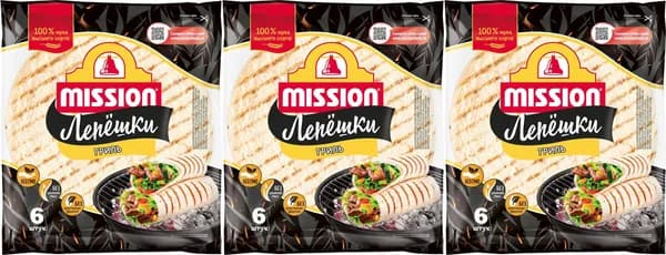 Тортильи Mission Гриль 6 шт, комплект: 3 упаковки по 250 г