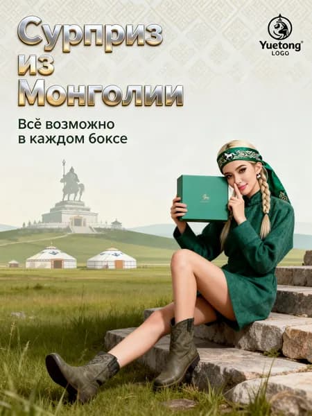 Экзотический бокс с степным и пустынным колоритом, коллекционный сувенирный набор с культурой Монголии