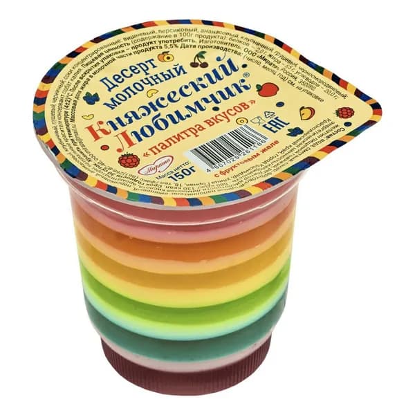 Желе Княжеский Любимчик Палитра вкусов Десерт молочный 5,5% БЗМЖ 150 г