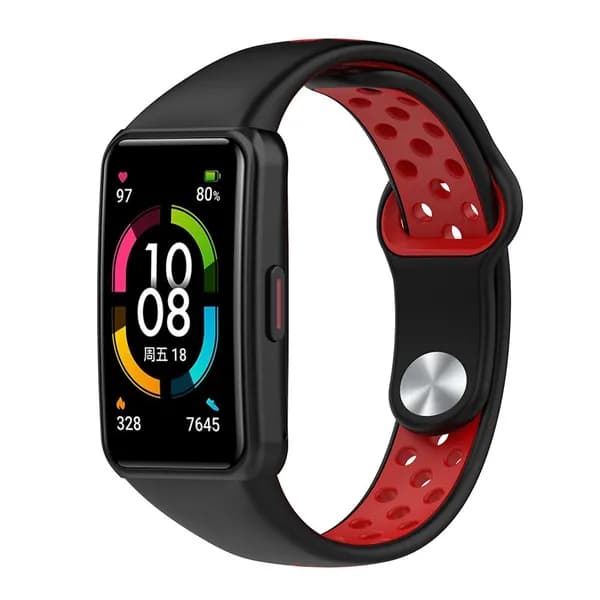Ремешок для фитнес-браслета Huawei Band 6 и Honor Band 6, двухцветный, черно-красный