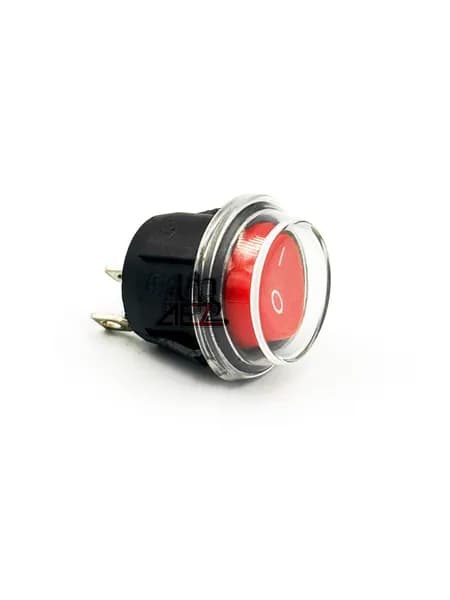 Переключатель клавишный черный KCD1-105, D-16.5 мм, 2pin, 6A 250V c силиконовой водонепроницаемой крышкой D-23 мм