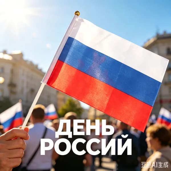 Ручной флаг России 14*21 см, триколор на палочке для праздников и мероприятий