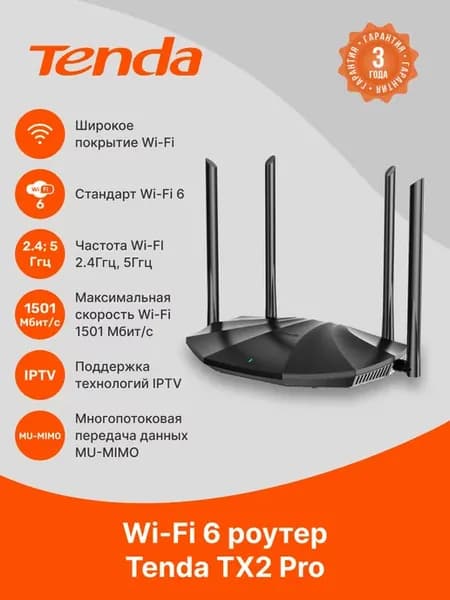 Беспроводной роутер TX2PRO, черный