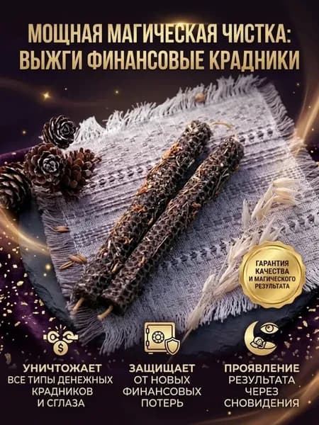 Магическая свеча " Отжиг крадников, стягов денег"