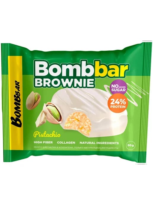 Печенье Bombbar Брауни фисташка 24% protein без добавления