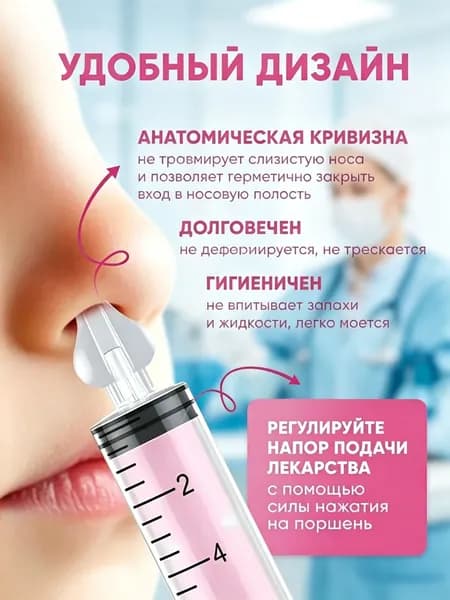 Шприц-ирригатор для промывания носа. приспособление при простуде 2 шт/32213
