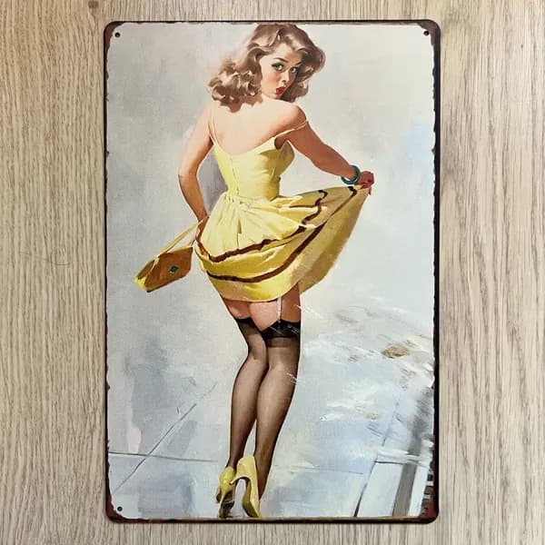 Табличка металлическая интерьерная Pin-Up Девушка Пинап