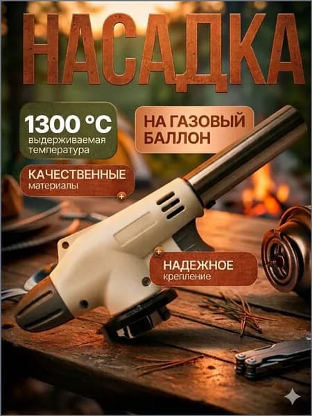 Насадка горелка на газовый баллон, походная пьезо