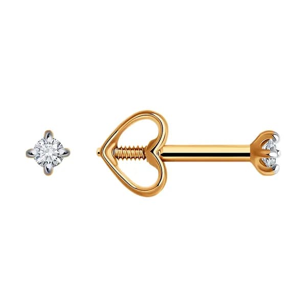 Золотые серьги DIAMANT-ONLINE с бриллиантом 585 пробы