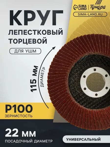 Круг лепестковый торцевой ТУНДРА, 115 22 мм, Р100 1300806