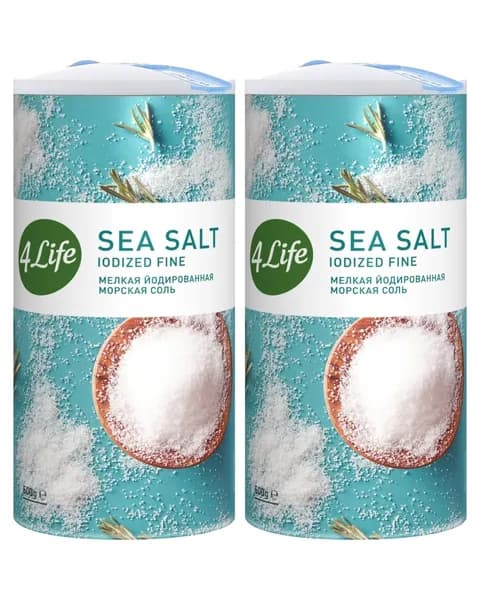 4Life Соль морская йодированная мелкая в тубе, 500г х 2шт