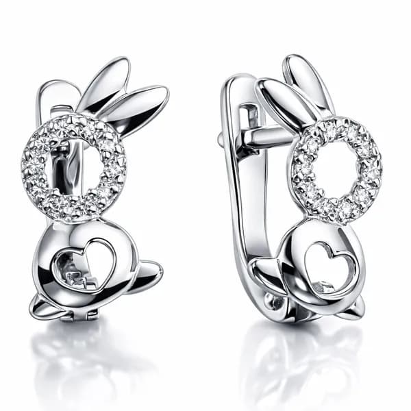 Серьги женские с фианитами серебро 925 пробы 585GOLD