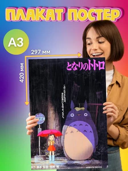 Плакат Постер Мой Сосед Тоторо Totoro Аниме