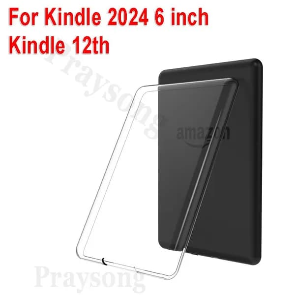 Thin Light Прозрачный чехол с защитой от падения для Kindle 2024 6 дюймов чехол C2V2L3 для Kindle 12th 2022 Мягкая защитная бумагаWhite Funda