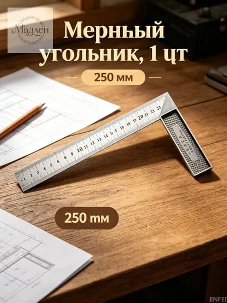 Линейка, угольник строительный 250мм, Металл