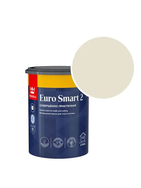 Краска интерьерная Tikkurila/Tikkivala Euro Smart 2 RAL 1013 (Жемчужно-белый - Oyster white) 0,9 л