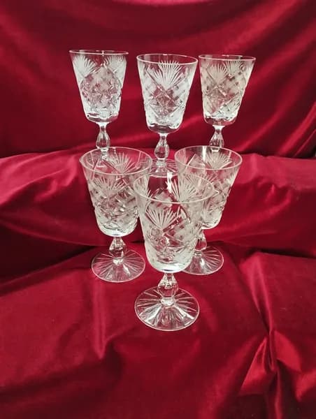 Хрустальные бокалы СССР, 6 штук, 150 мл, 1980 год.