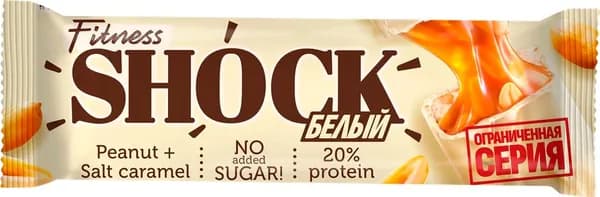 Батончики протеиновые FITNESSHOCK Белый арахис 20% протеина (Россия) 50г