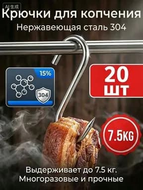 крючки для сушки рыбы, нержавеющая сталь 20 шт, нержавеющая сталь 3 мм