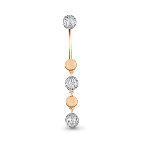 Золотой пирсинг в пупок DIAMANT-ONLINE с фианитом 585 пробы
