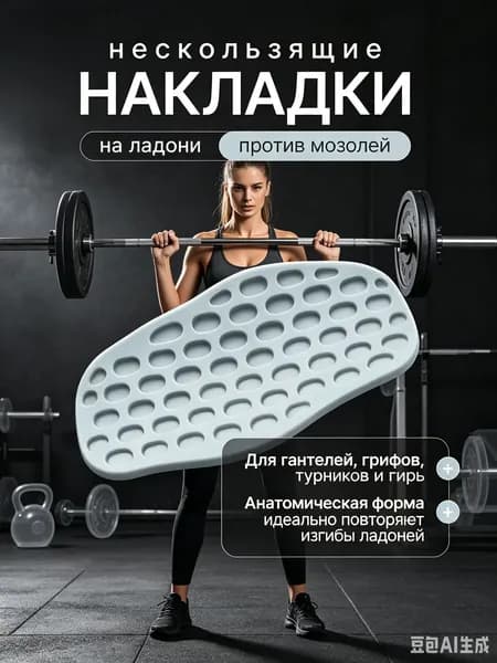 Накладки на ладони, силиконовые, серые,для турника или гантелей