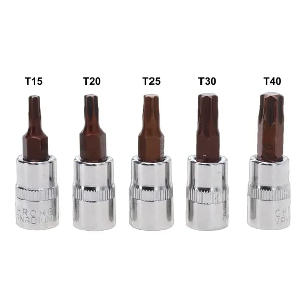 5 шт. для битов отвертки Torx, головки с приводом 1/4 дюйма, инструменты для T15, T20, T25, T30, T40