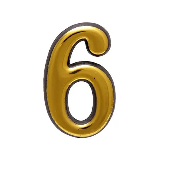 Цифра дверная пластик "6" золото