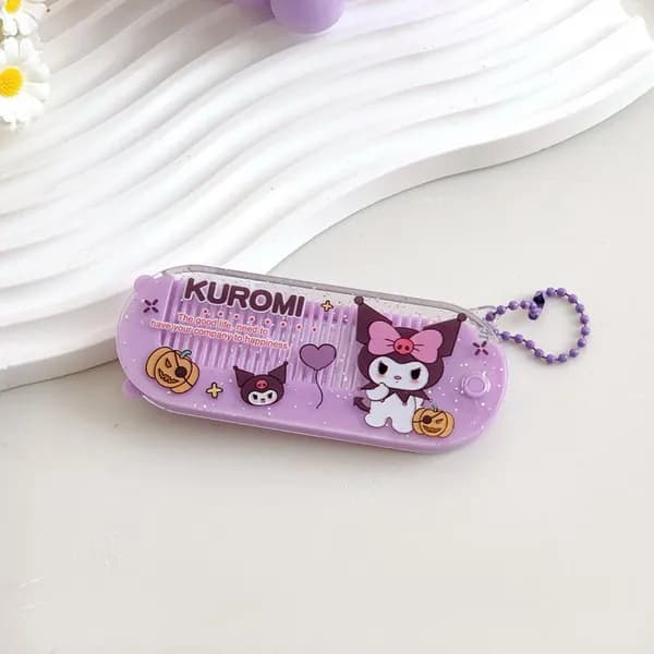 Kawaii Sanrio Hello Kitty складное зеркало с расческой Cinnamoroll Kuromi Melody мини портативное зеркало для макияжа подарки для детей