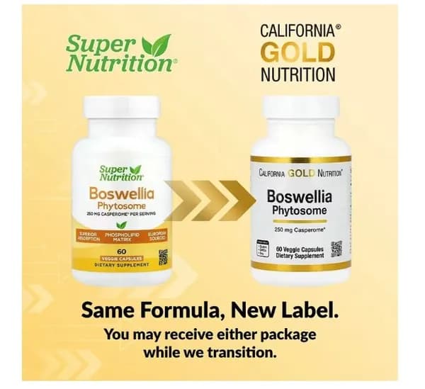 California Gold Nutrition, Boswellia Phytosome, фитосома босвеллии пильчатой с подсолнечным лецитином, 250 мг, 60 растительных капсул