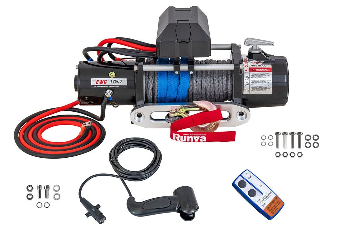 Лебедка автомобильная электрическая 12V Magnum by Runva 12000 lbs 5443 кг (синтетический трос) EWD12000FSR
