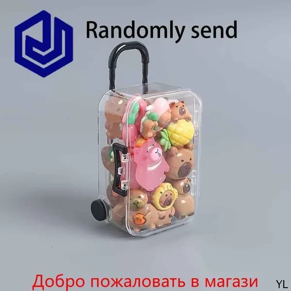 20 разноцветных светящихся капибар в чемоданчике. Набор для DIY: украшения, брелоки, аксессуары из смолы