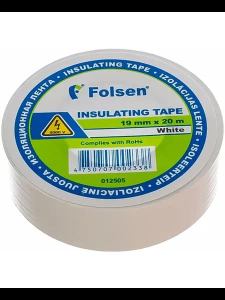 Изоляционная лента Folsen 19ммx20м белая 012505