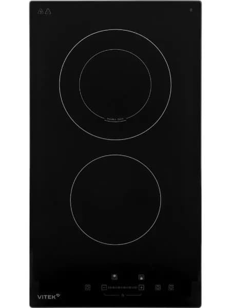 Варочная поверхность электрическая Vitek VHE3220, 2 конфорки, 3000 Вт, 9 уровней мощности, таймер, индикация остаточного тепла, черный