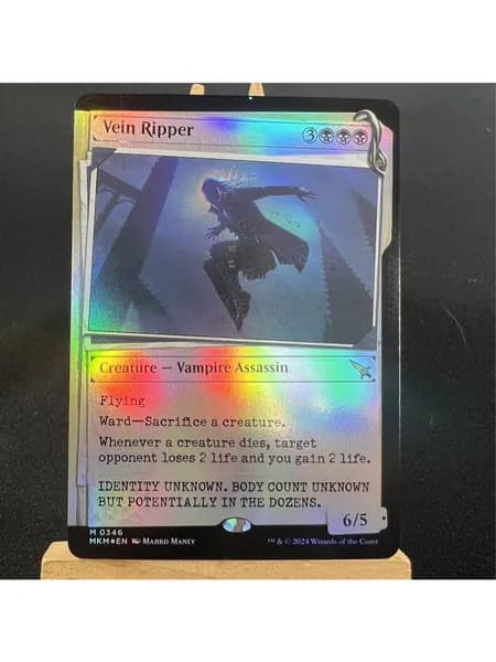 Эксклюзивные карты Magic: Phyrexian Altar фольга без рамок, Vein Ripper голограмма + Revel in Riches + подарок-чехол