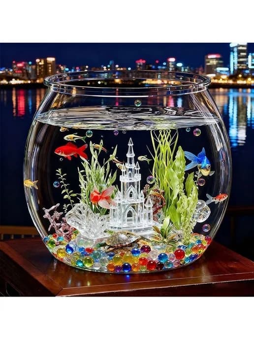 Круглый аквариум из PET, небьющийся，10 литров