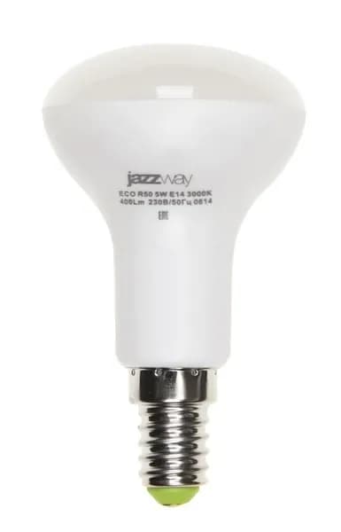 Лампа светодиодная PLED-ECO 5Вт R50 3000К тепл. бел. E14 400лм 220-240В JazzWay 1037015A (1 шт)