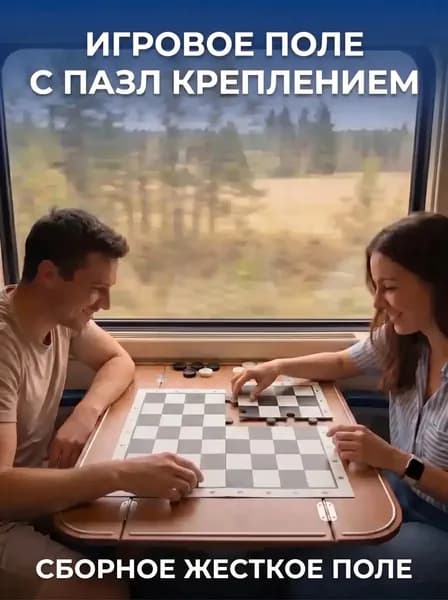 Шахматное поле сборное пазл, игровая доска для шахмат и шашек 27х27 см