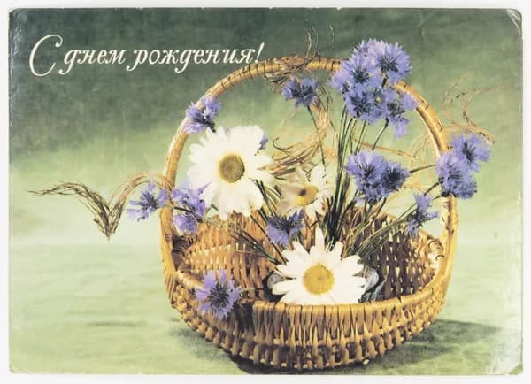 Открытка. "С днем рождения!". Чистая. 1986 г. Фото М. Кремневой